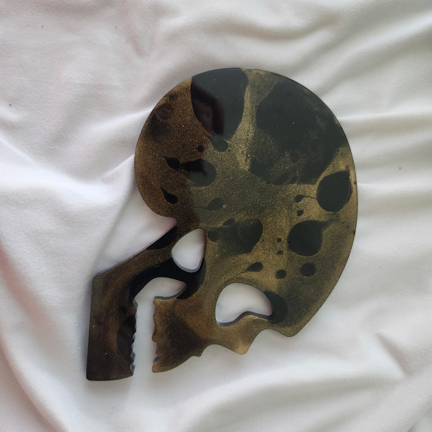 Skull Coaster Set - 5 Piece Black & Gold Resin Set