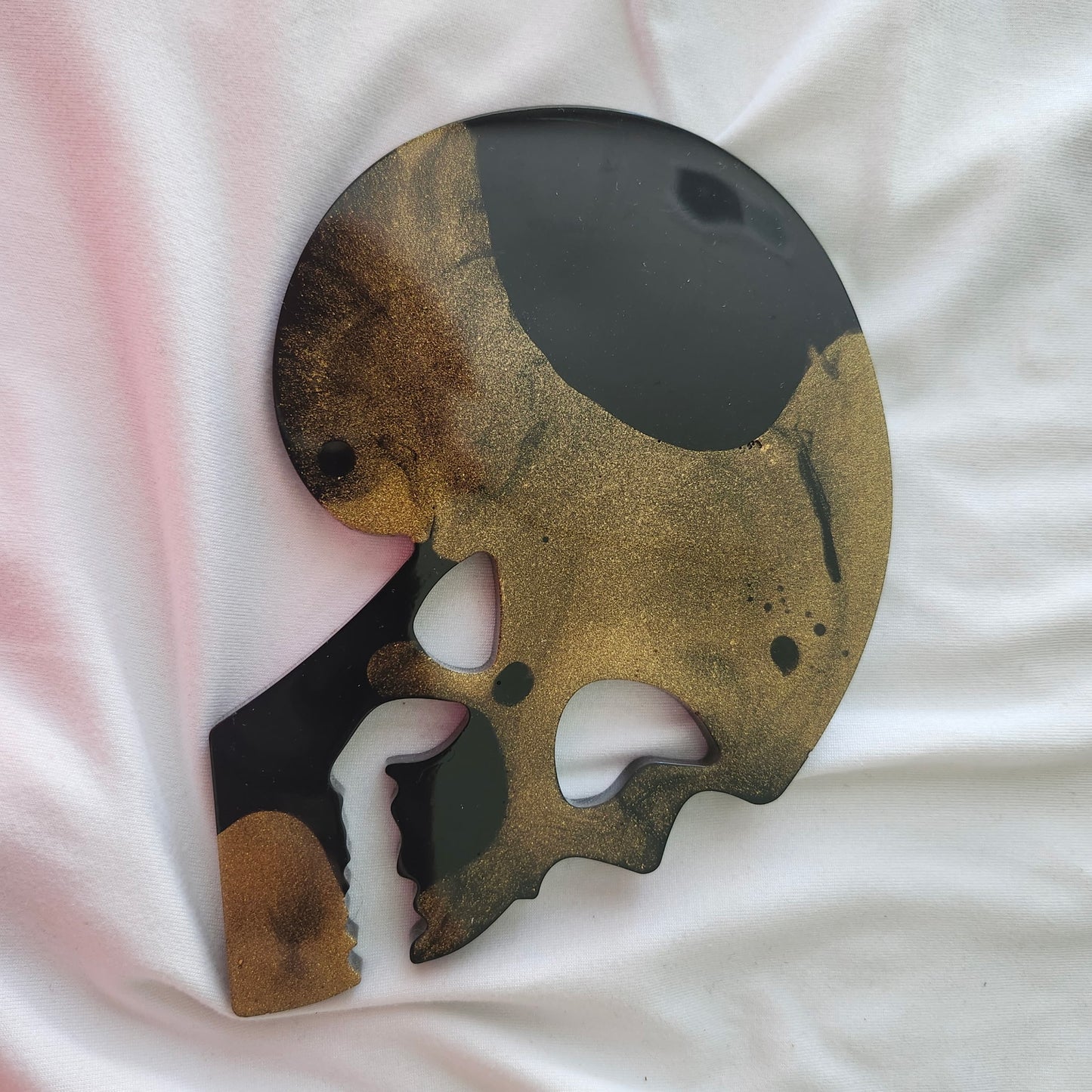 Skull Coaster Set - 5 Piece Black & Gold Resin Set