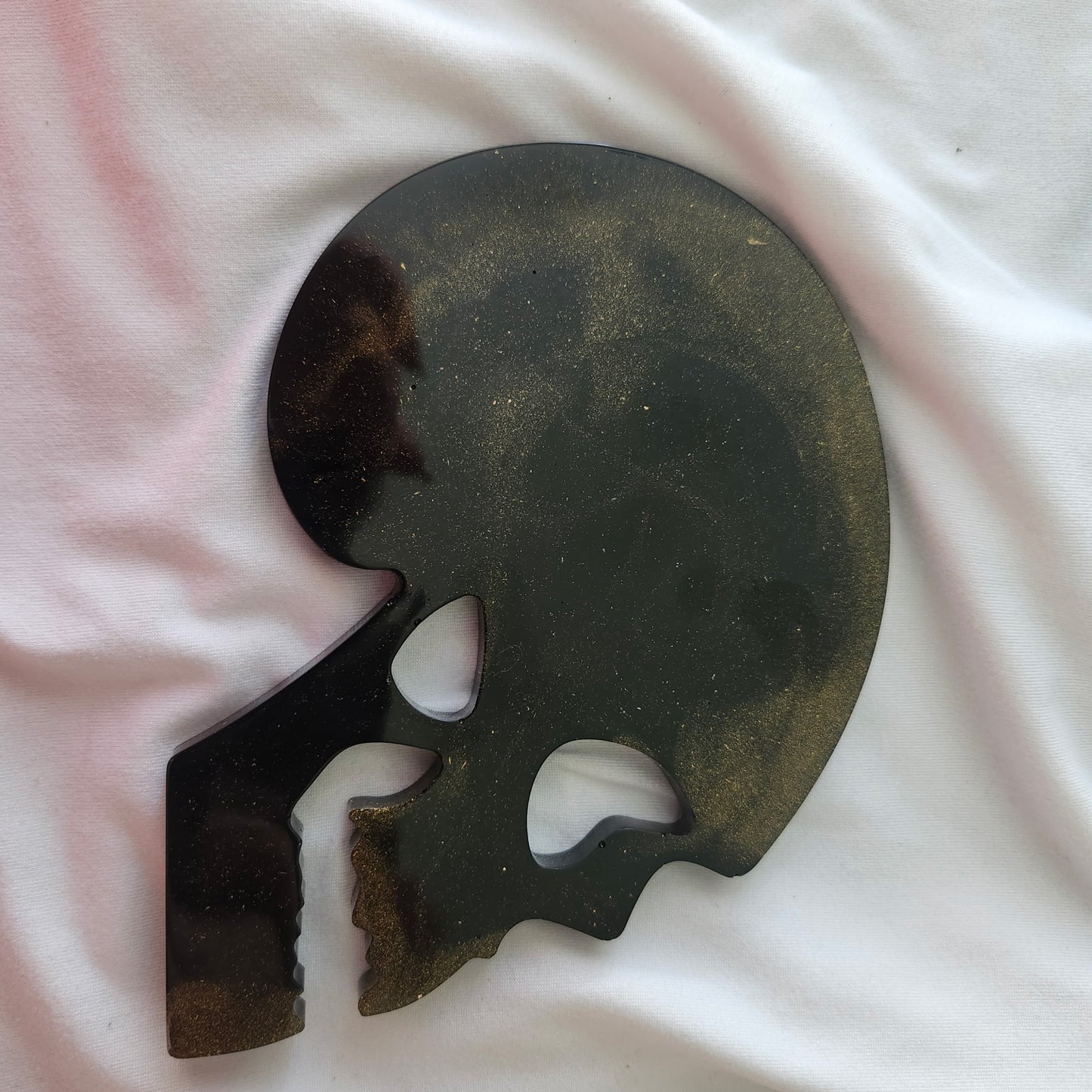 Skull Coaster Set - 5 Piece Black & Gold Resin Set